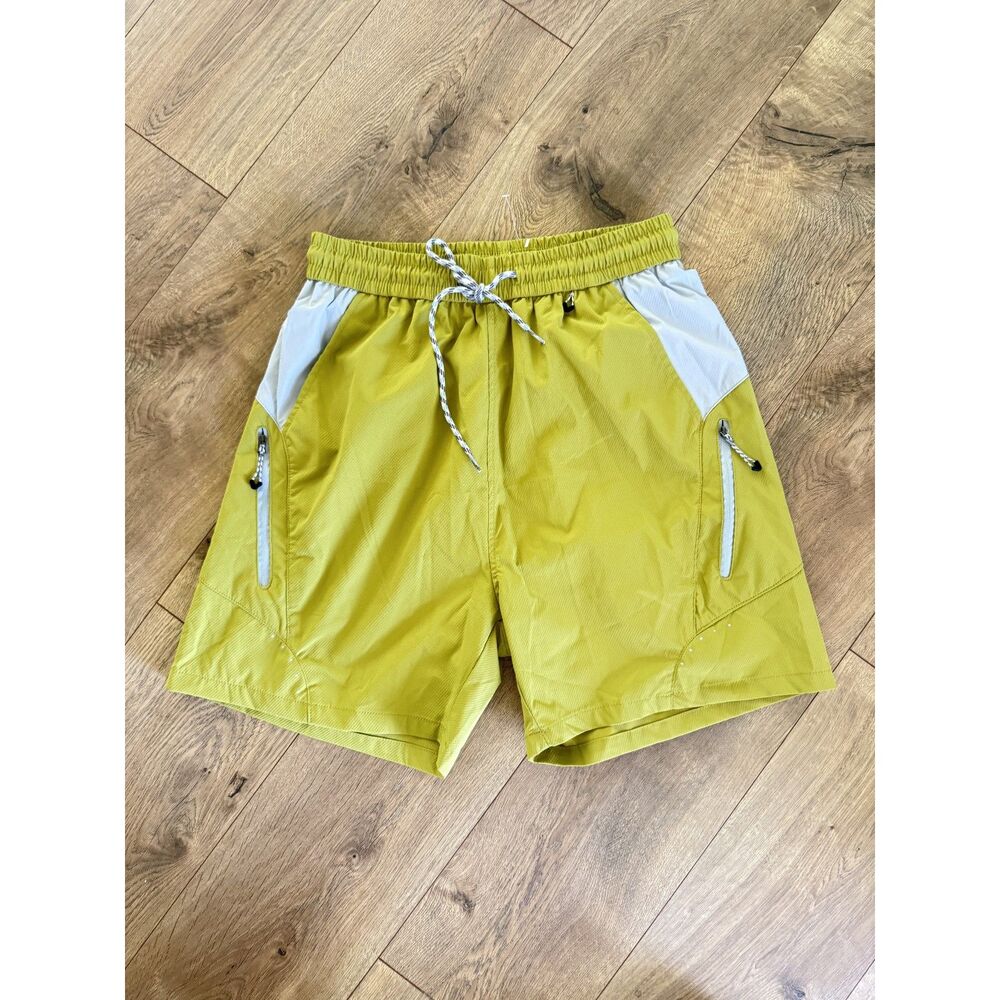GONGGAR SLATELINE L NWOT water-repell ripstop hiking shorts Yellow Cream